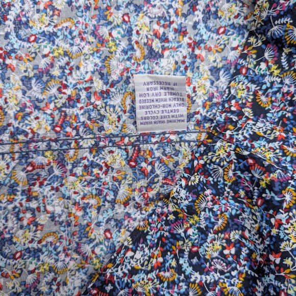 Alan Flusser Shirt Men's XXL Blue Floral Casual Cotton Button Up Long Sleeve - Picture 9 of 9